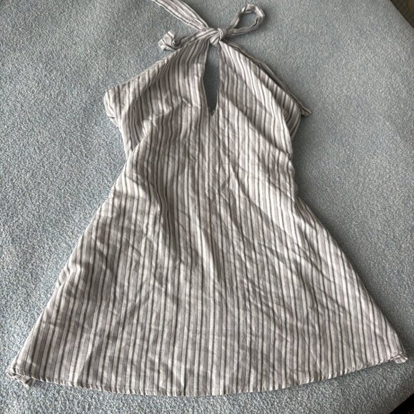 PLT Stripped Mini Halter Dress - Picture 2 of 5
